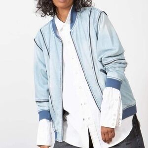 Sandrine Rose x Free People Denim Zipper Oversized Bomber Jacket XS